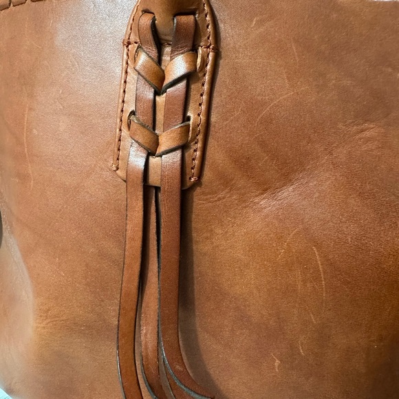 Frye Layla Concho Cognac Leather Shopper Tote with Braided Detail - Picture 8 of 14